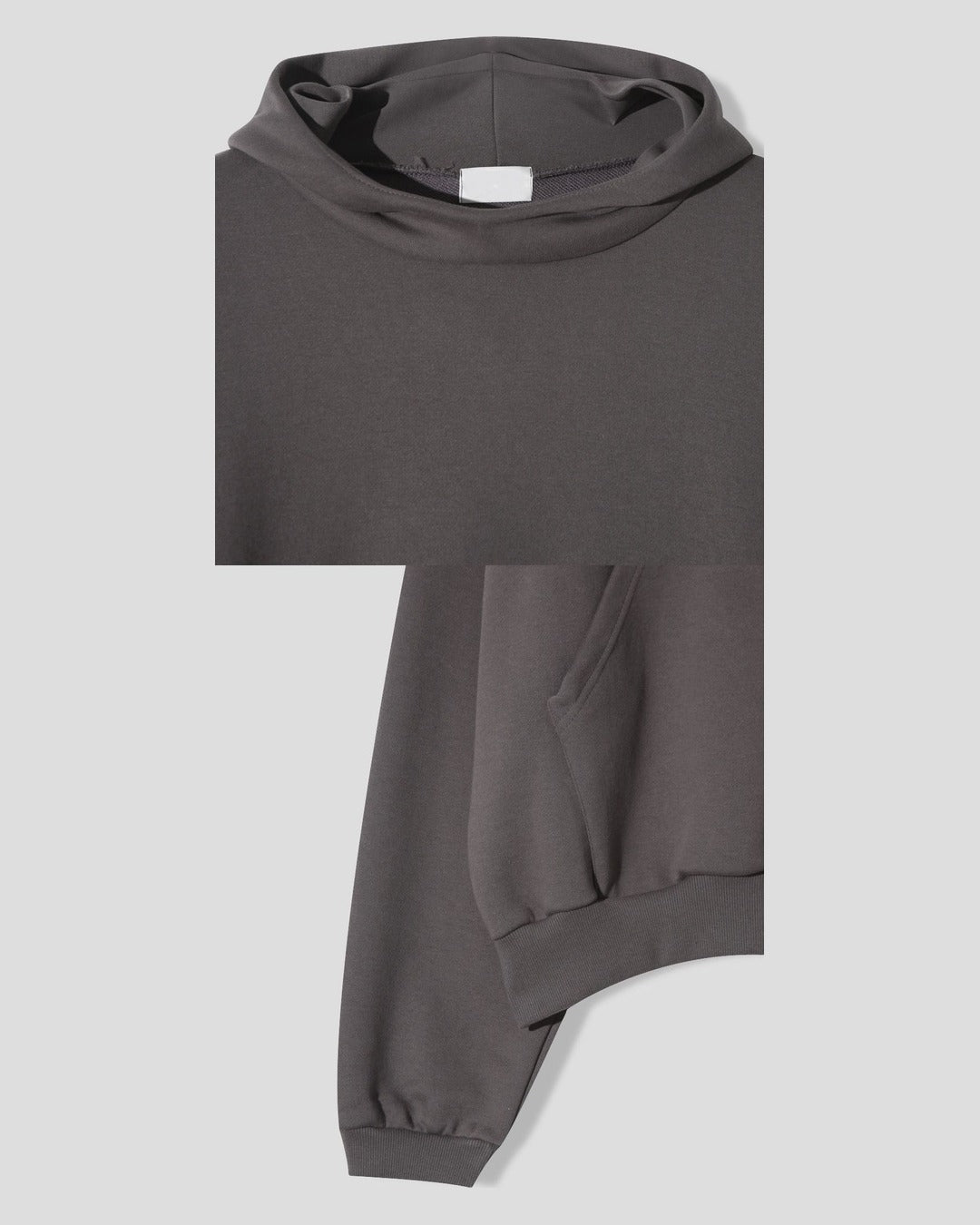 (UNISEX) Half High Neck Crop Hoodie