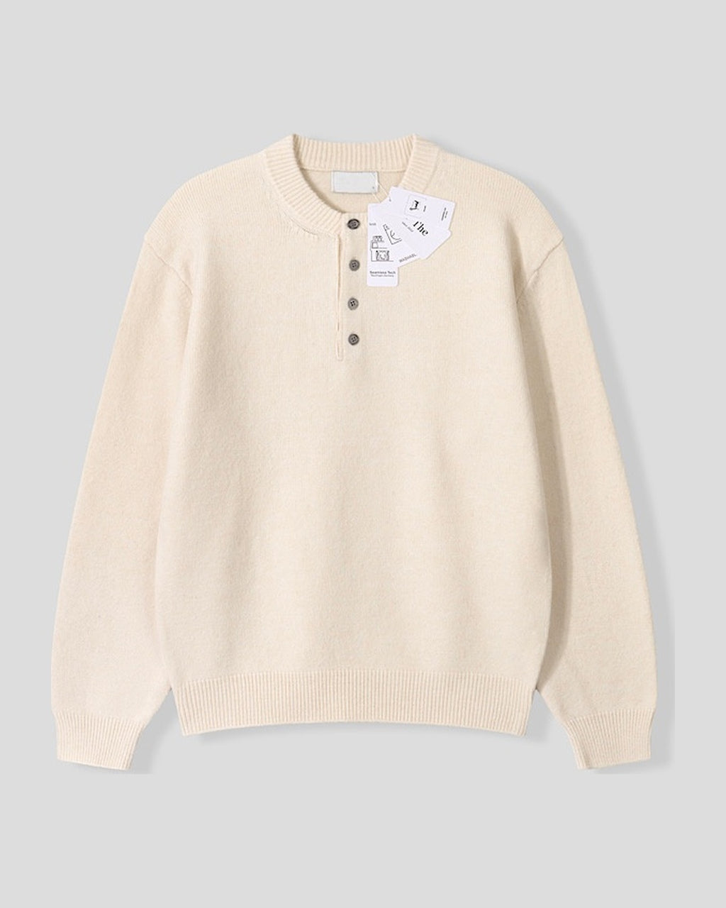 (UNISEX) Pone Henley Neck Wool Mix Knit