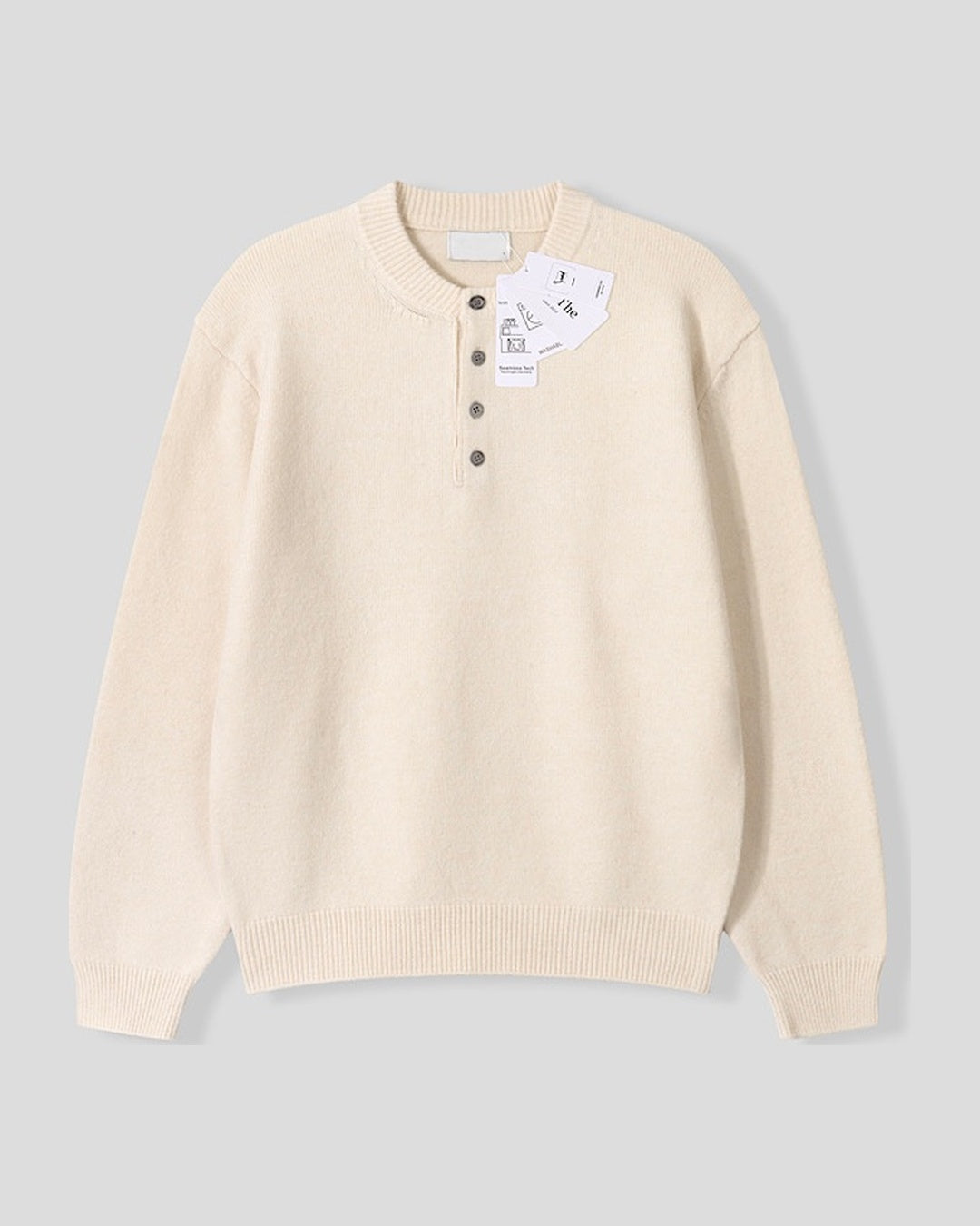 (UNISEX) Pone Henley Neck Wool Mix Knit