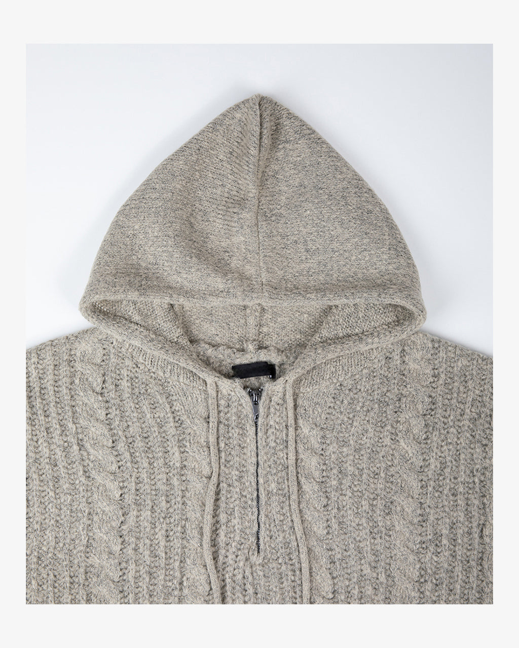 (UNISEX) Follow Half Zip Cable Knit Hoodie
