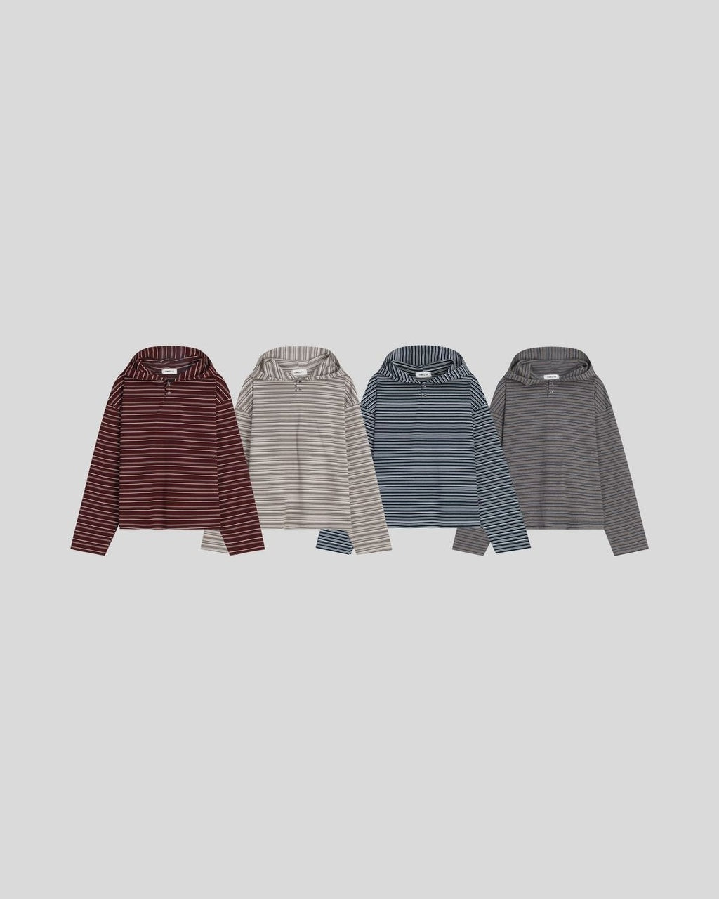(UNISEX) Multi Stripe Hood Long Sleeve