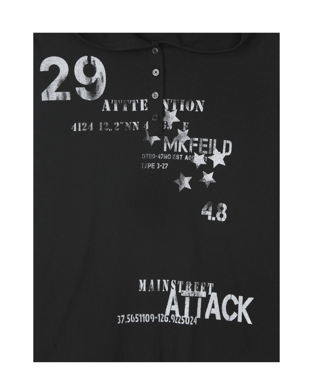 (UNISEX) Attack Henley Hooded Long Sleeve