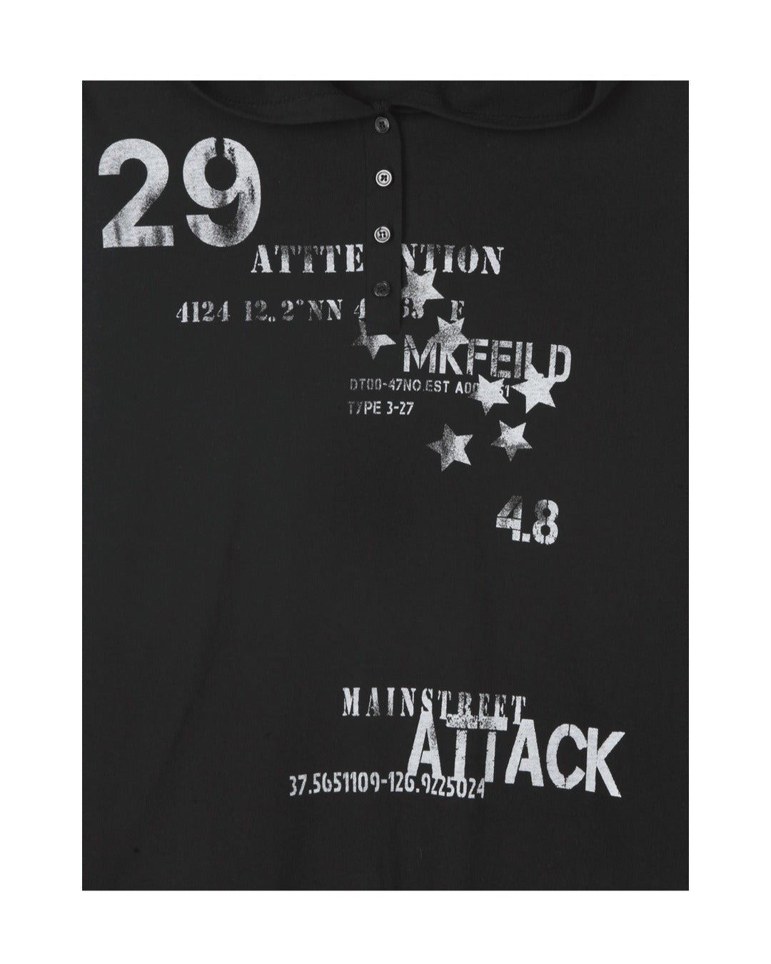 (UNISEX) Attack Henley Hooded Long Sleeve