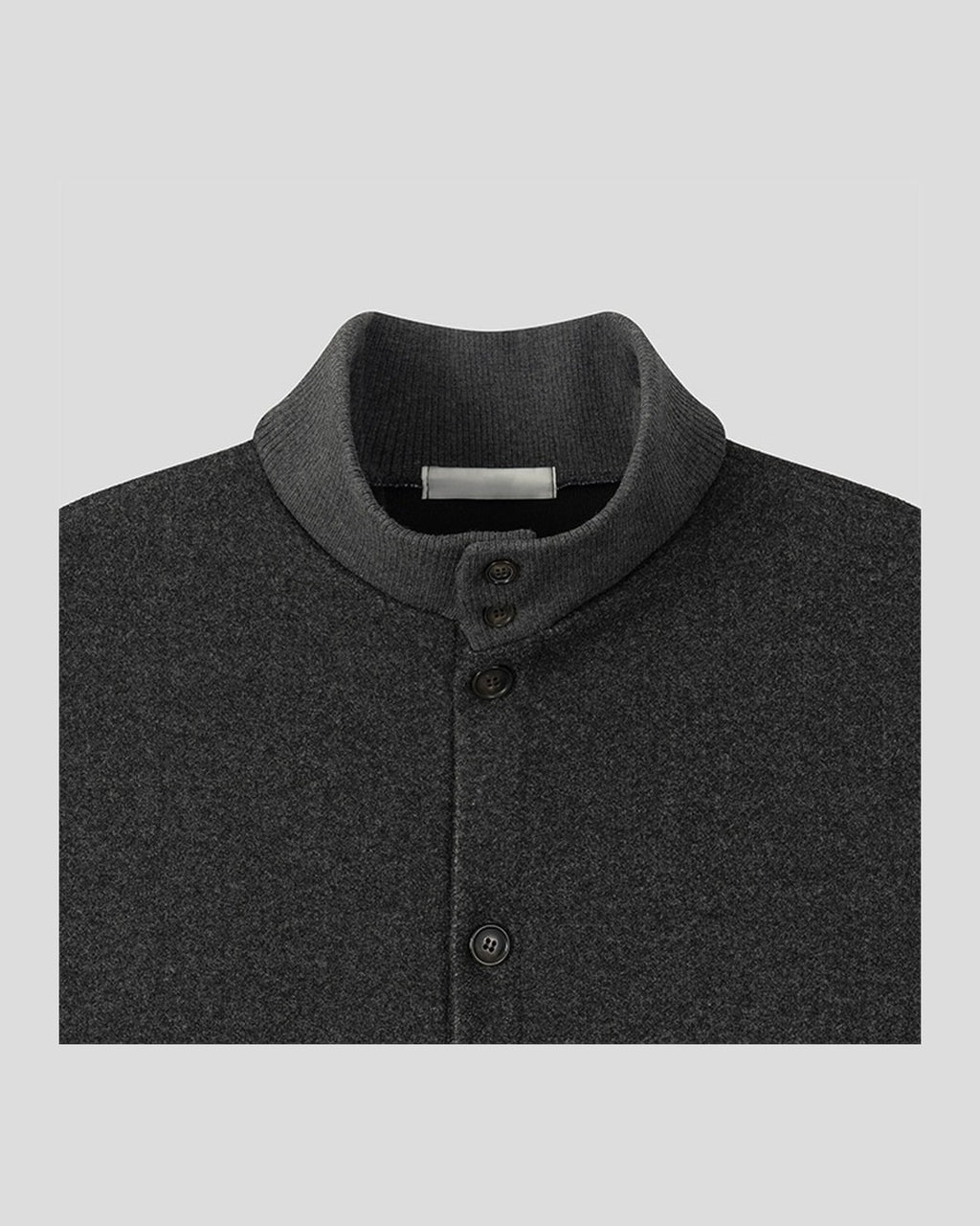 (UNISEX) Suede-Touch High Neck Cardigan