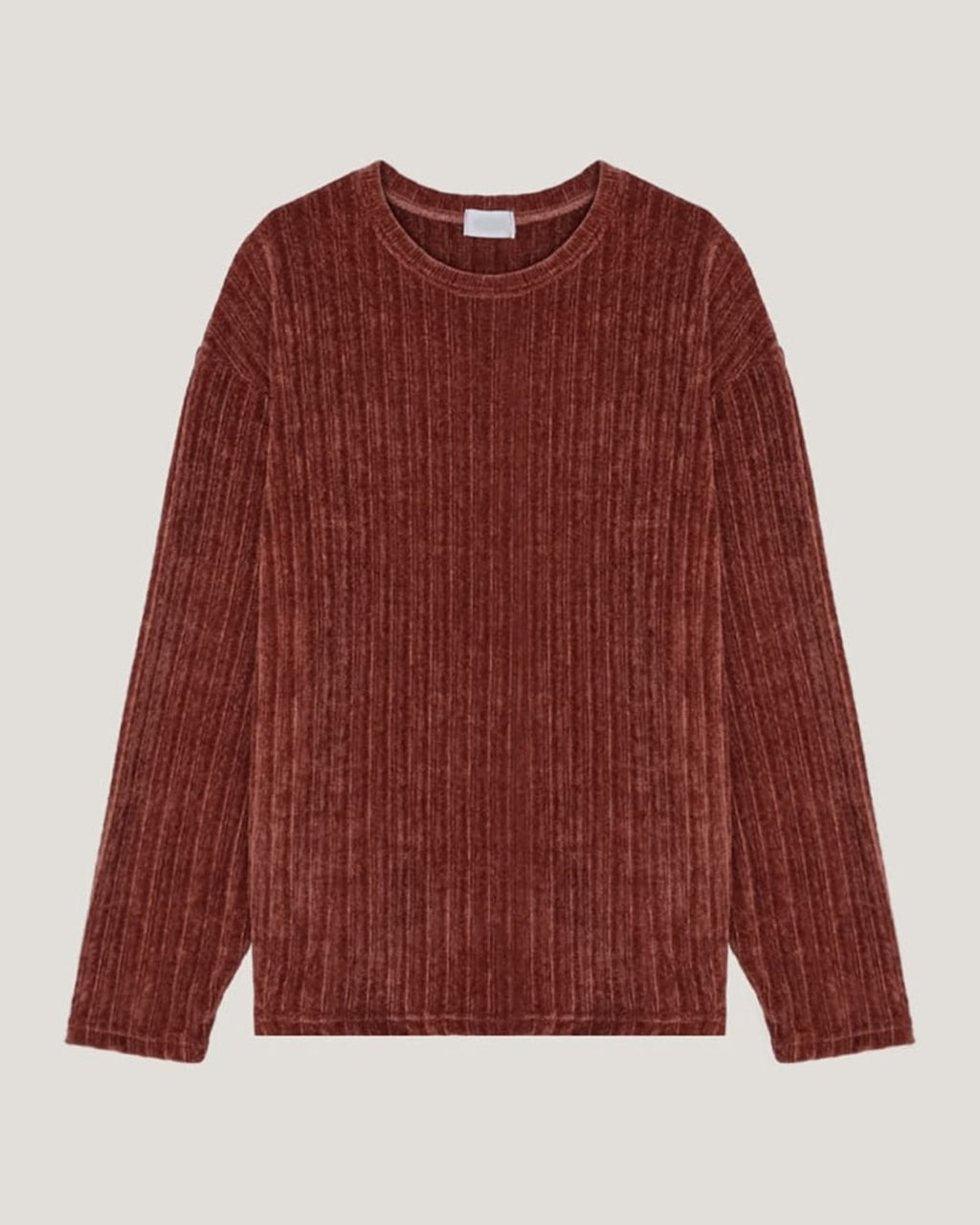 (UNISEX) Velour Ribbed Round Long Sleeve