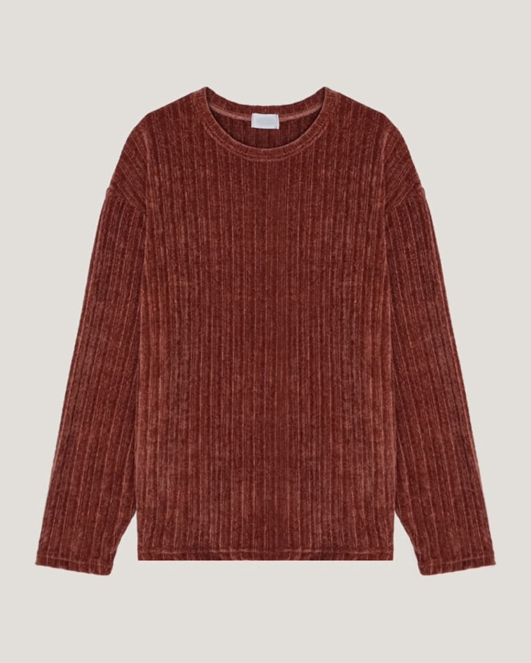 (UNISEX) Velour Ribbed Round Long Sleeve