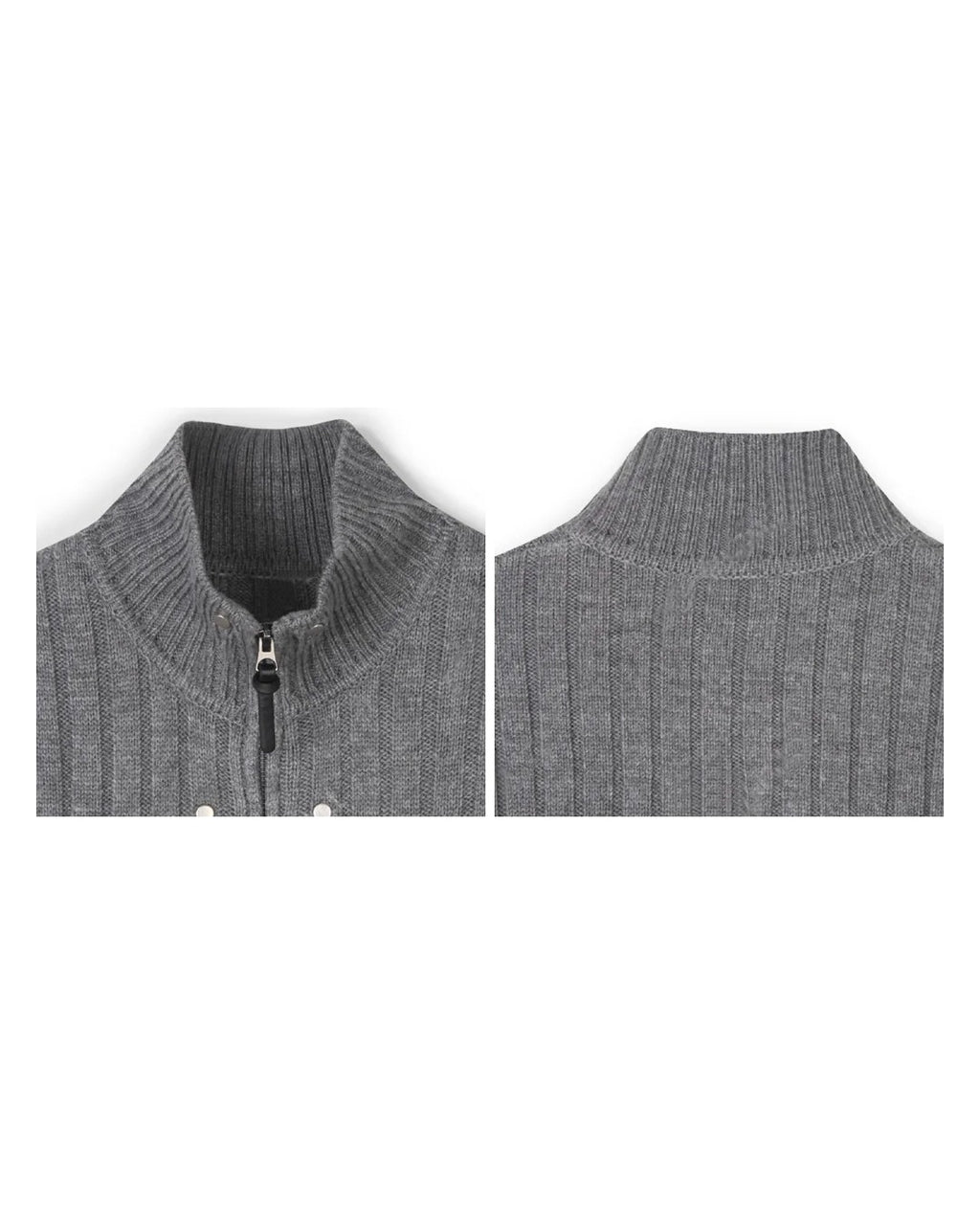 (UNISEX) Rivet Ribbed Knit Zip-Up