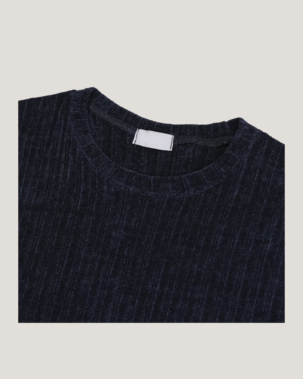 (UNISEX) Velour Ribbed Round Long Sleeve