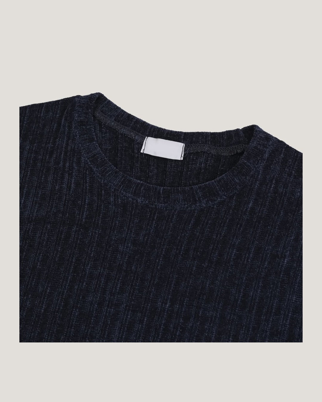 (UNISEX) Velour Ribbed Round Long Sleeve