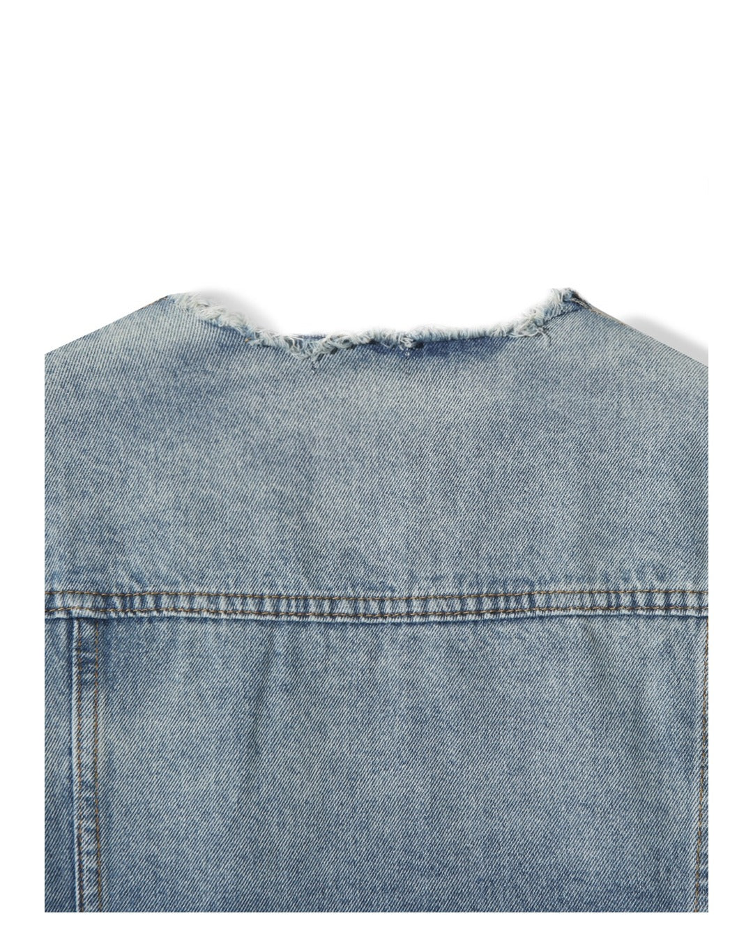 (UNISEX) No-Collar Over Denim Jacket