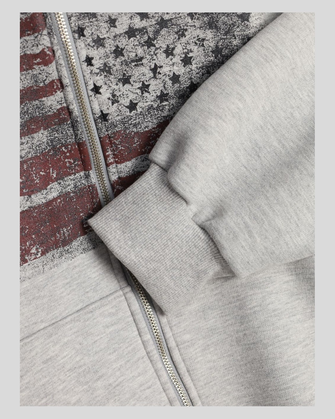(UNISEX) USA Flag Fur Hood Zip-up