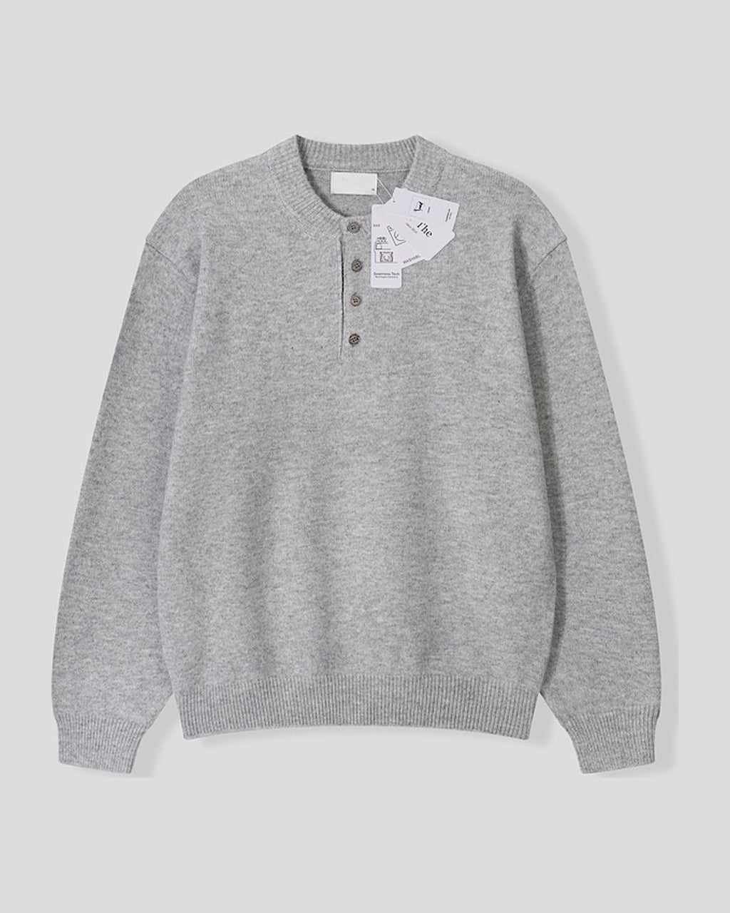 (UNISEX) Pone Henley Neck Wool Mix Knit