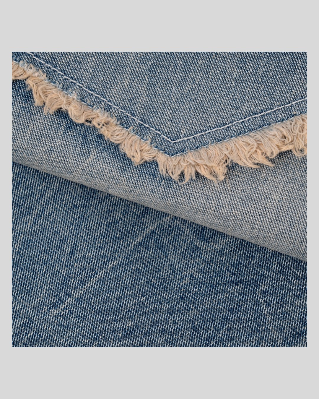 (UNISEX) Fringe Pocket Crack Washed Jeans