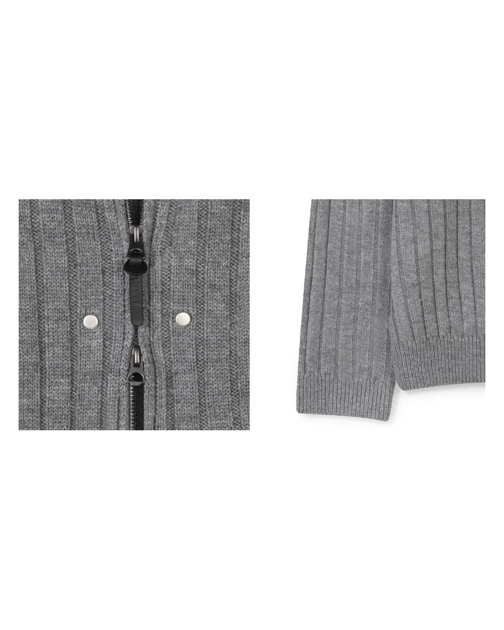 (UNISEX) Rivet Ribbed Knit Zip-Up