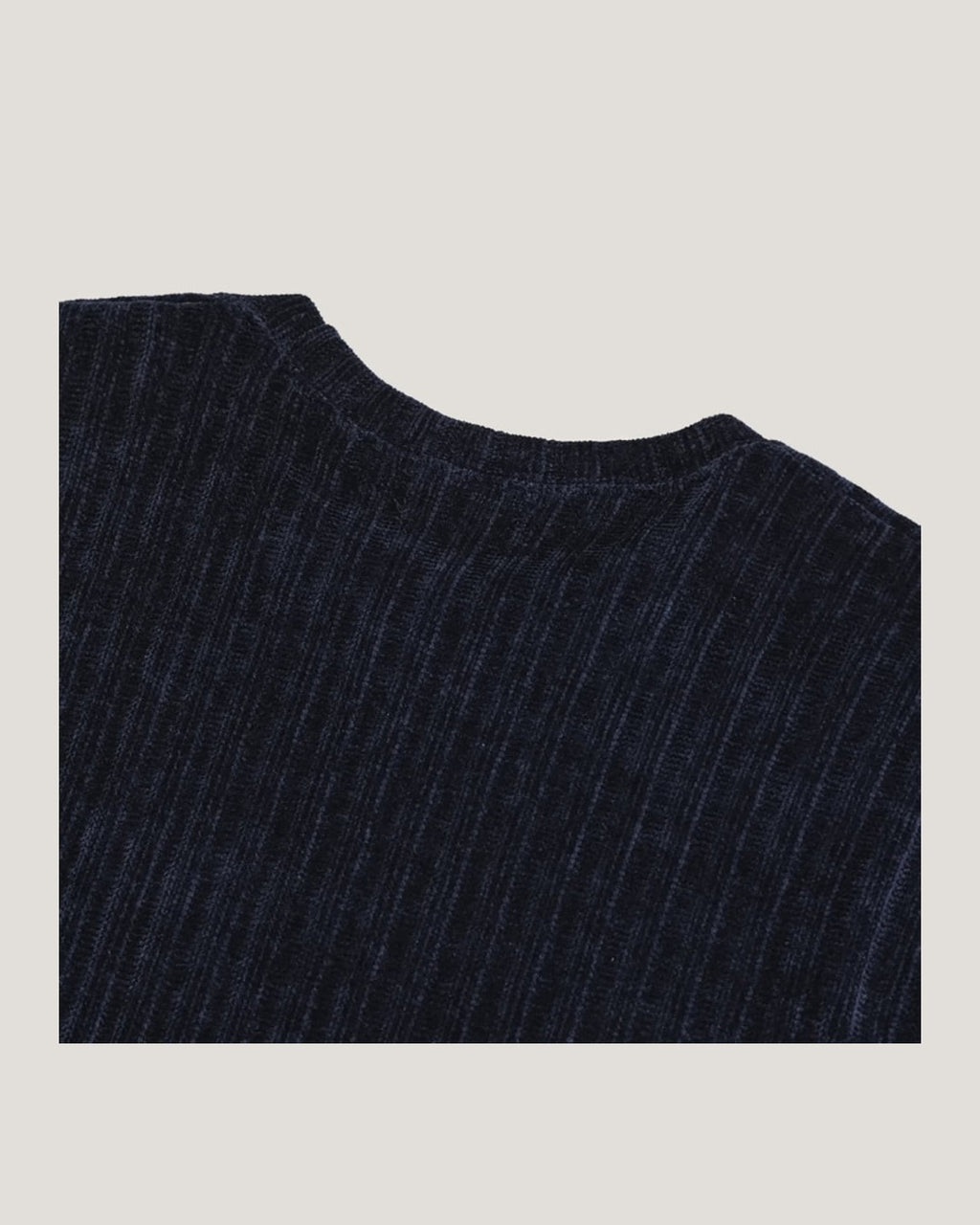 (UNISEX) Velour Ribbed Round Long Sleeve
