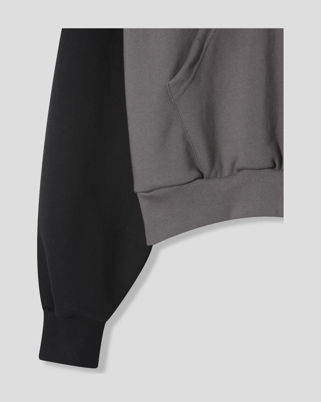 (UNISEX) Raglan Color Block Crop Hoodie