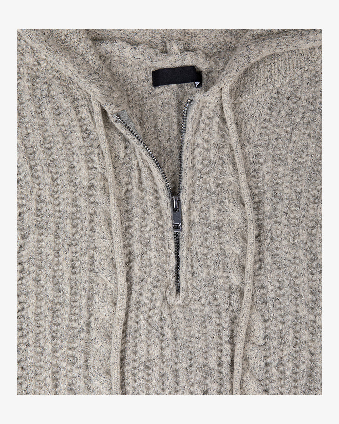 (UNISEX) Follow Half Zip Cable Knit Hoodie