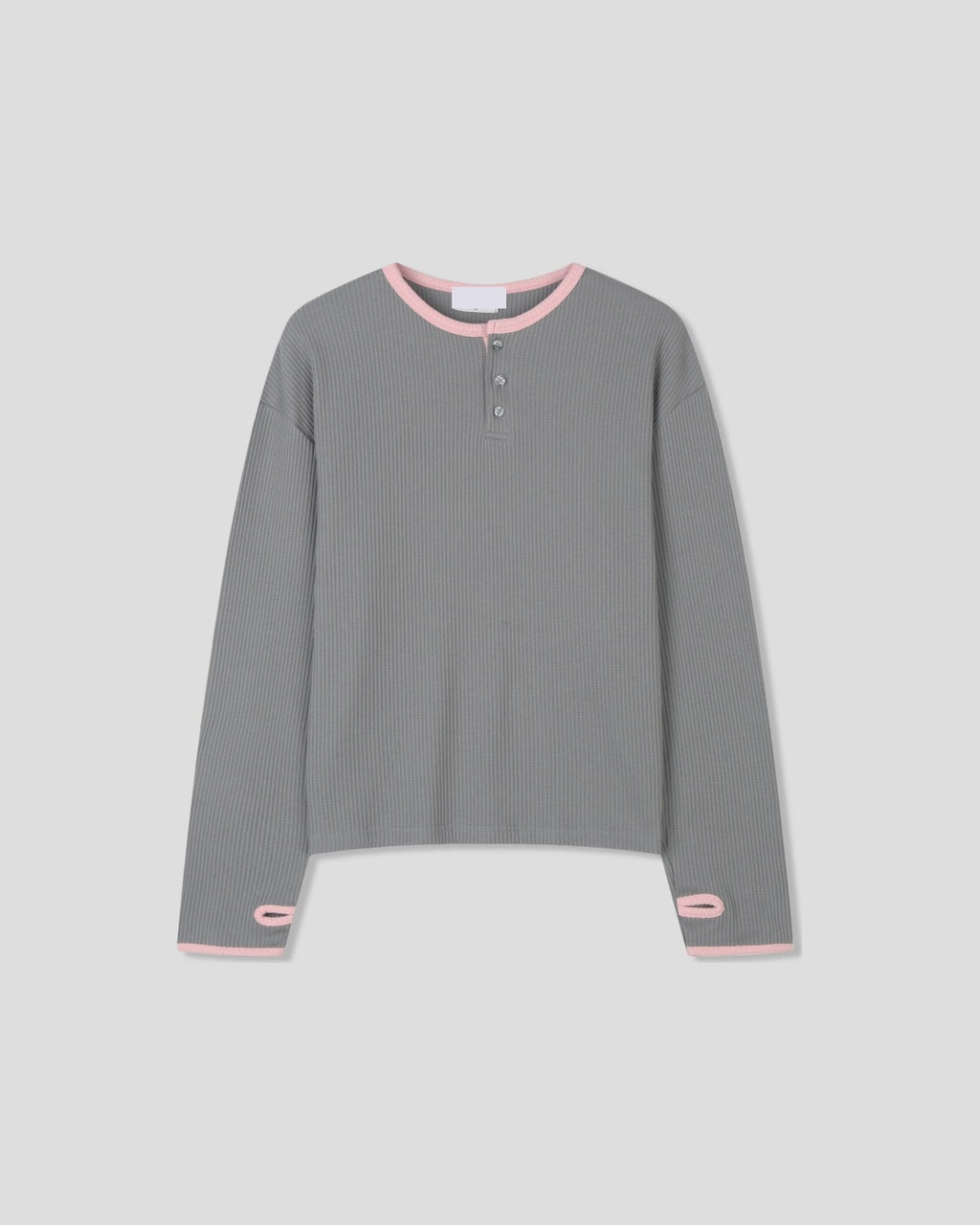 (UNISEX) Henley Neck Waffle Warmer Tee