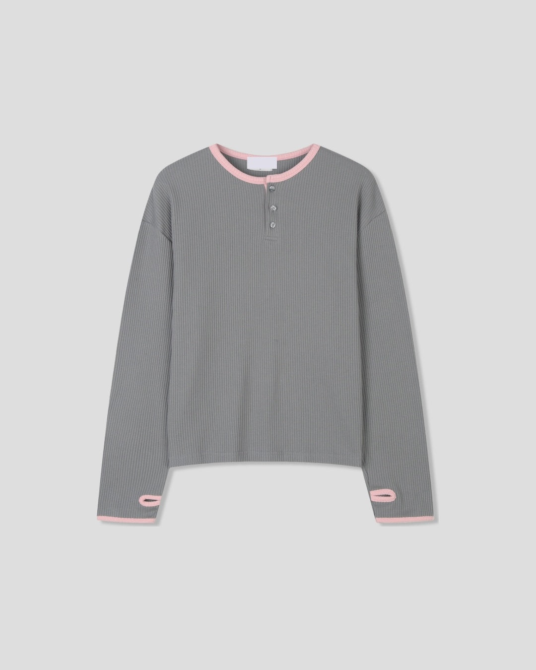 (UNISEX) Henley Neck Waffle Warmer Tee