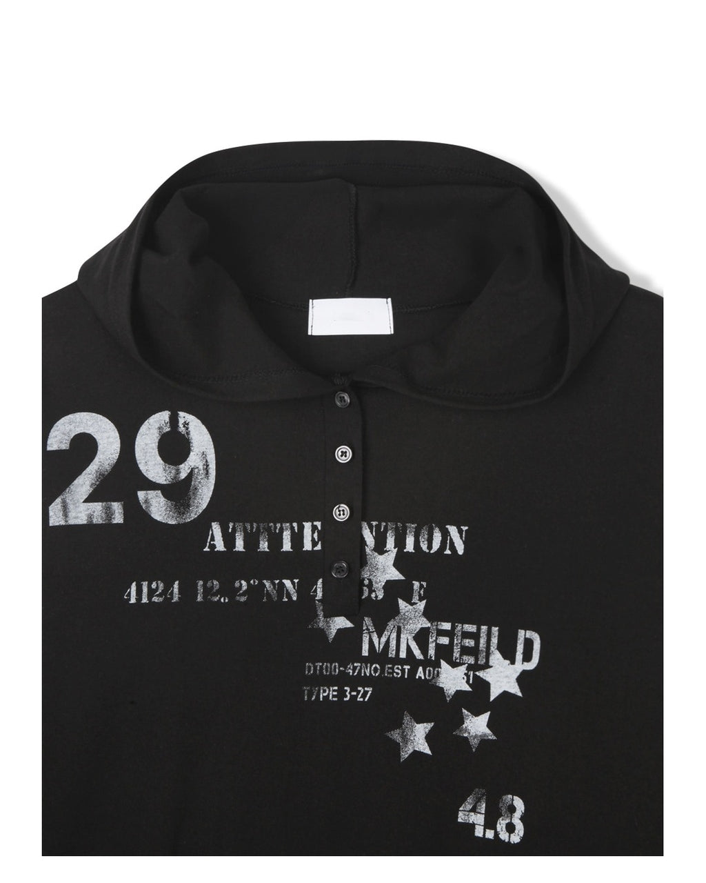 (UNISEX) Attack Henley Hooded Long Sleeve