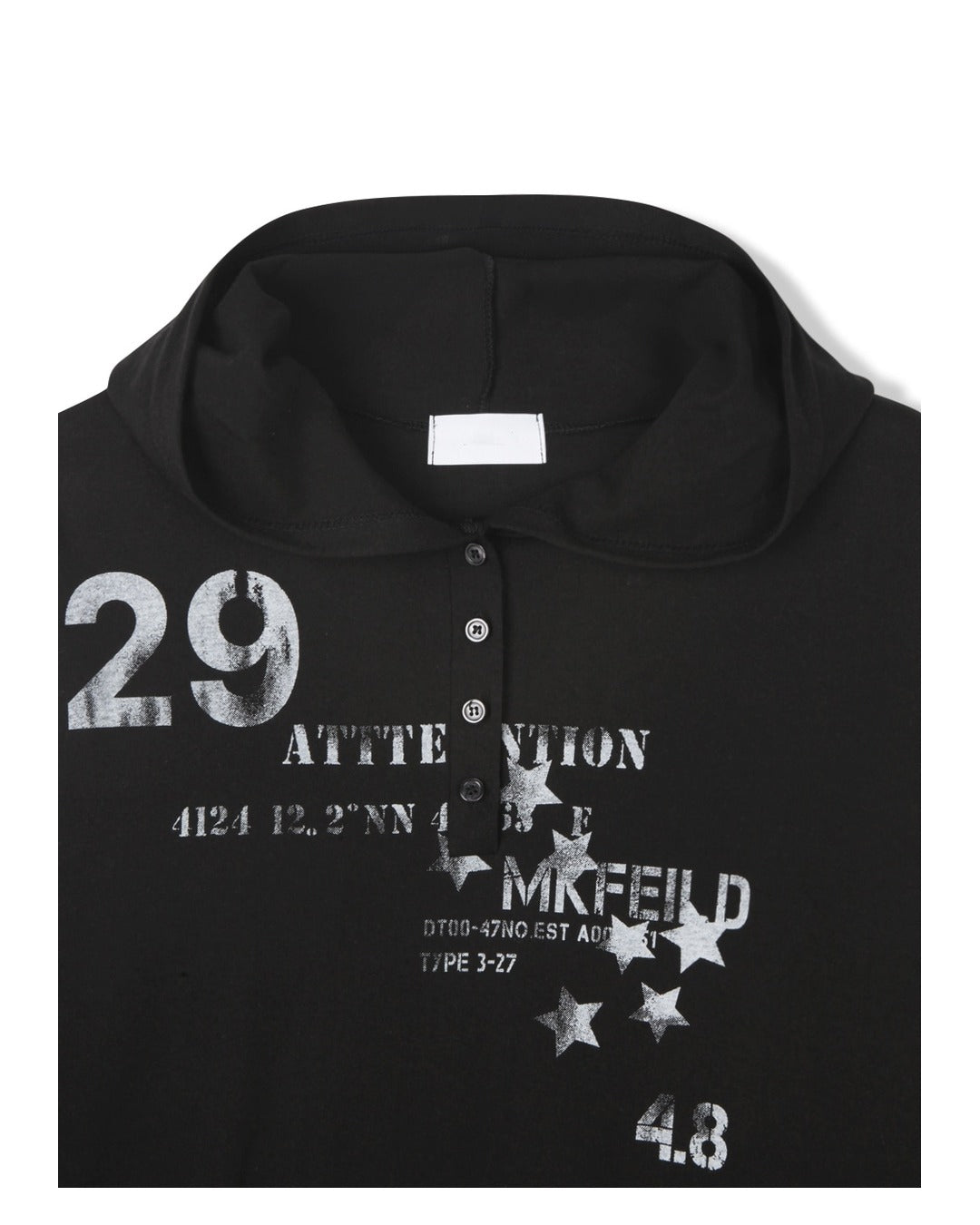 (UNISEX) Attack Henley Hooded Long Sleeve