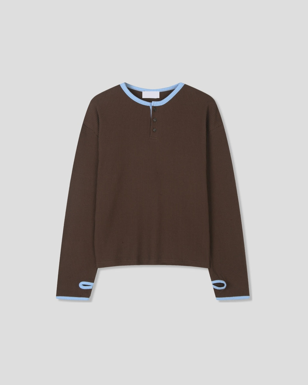 (UNISEX) Henley Neck Waffle Warmer Tee