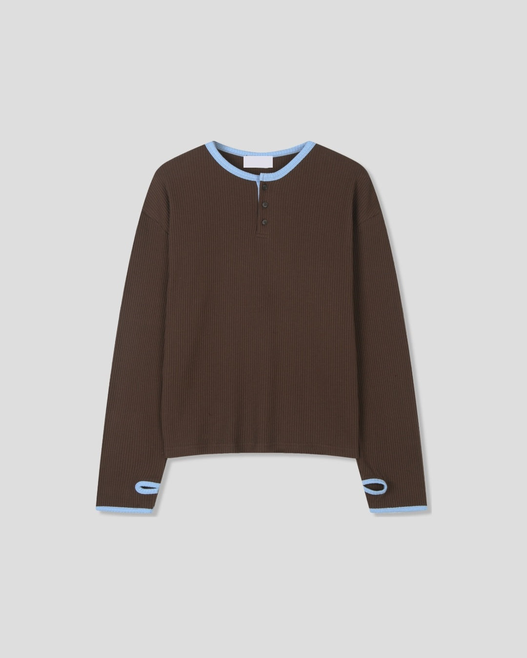 (UNISEX) Henley Neck Waffle Warmer Tee