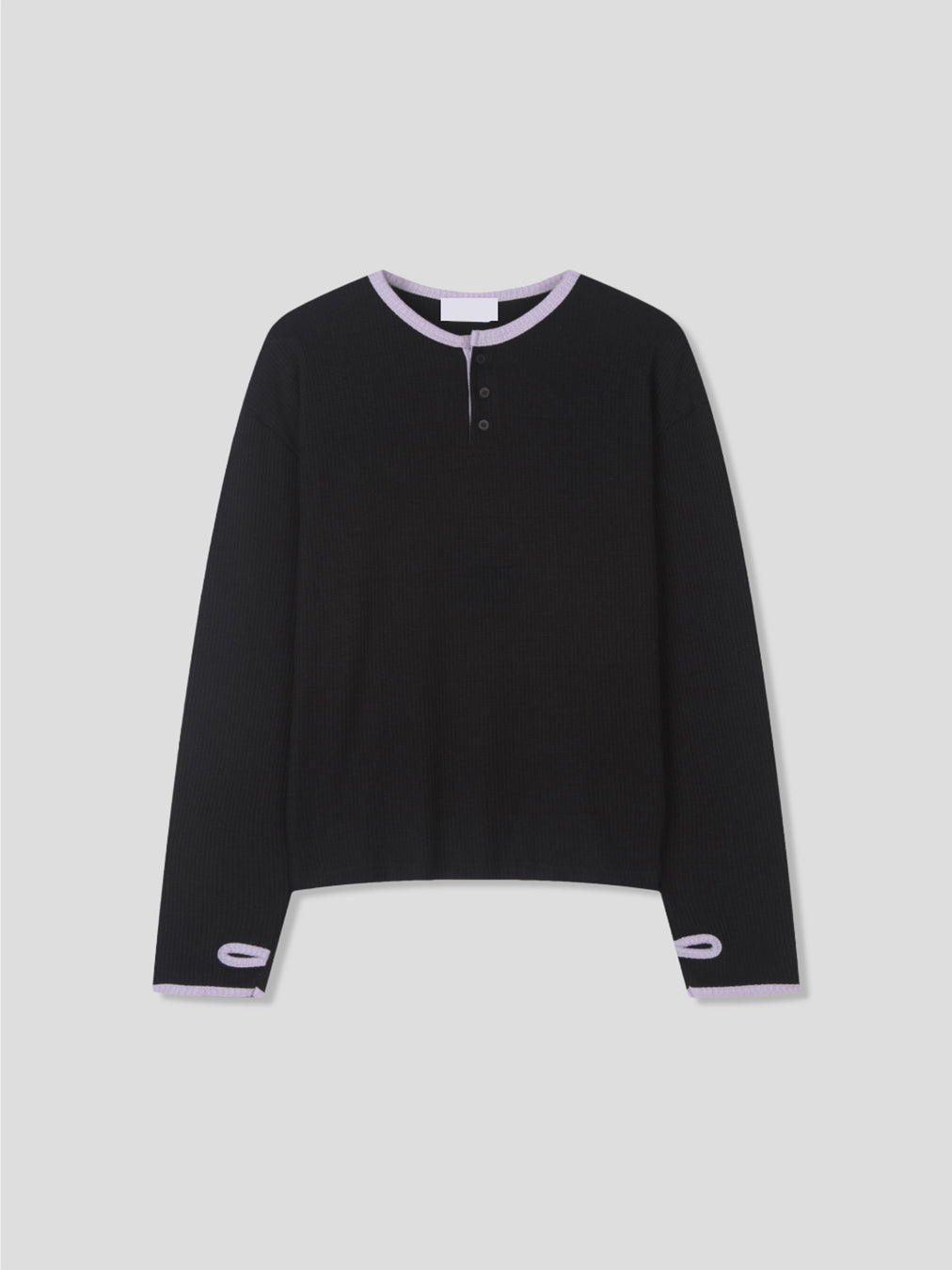 (UNISEX) Henley Neck Waffle Warmer Tee