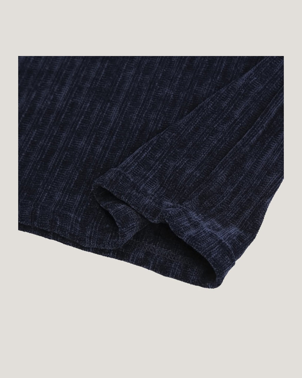 (UNISEX) Velour Ribbed Round Long Sleeve