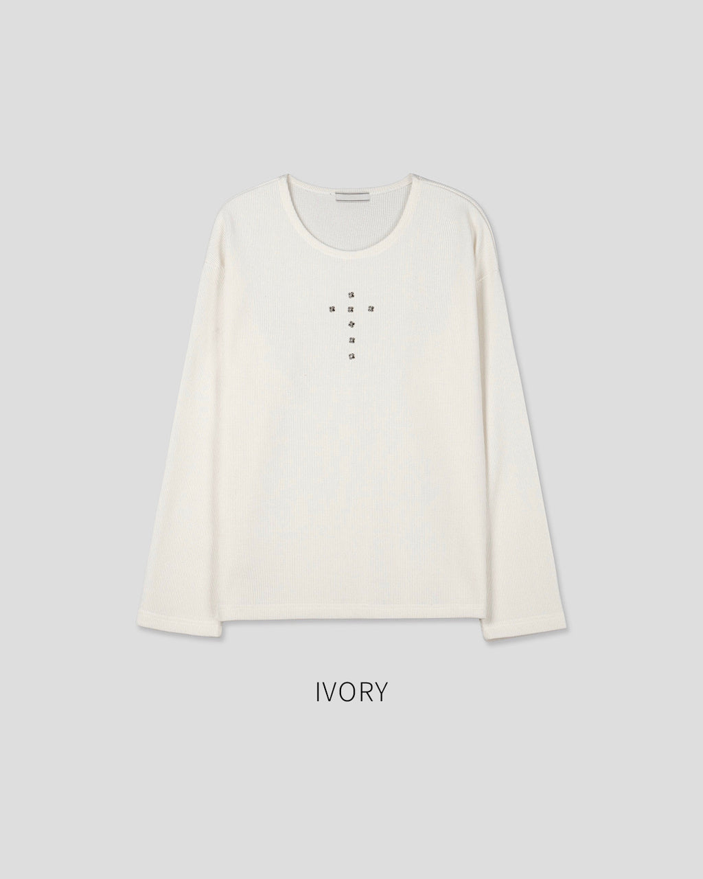 (UNISEX) Rivet Ribbed Long Sleeve