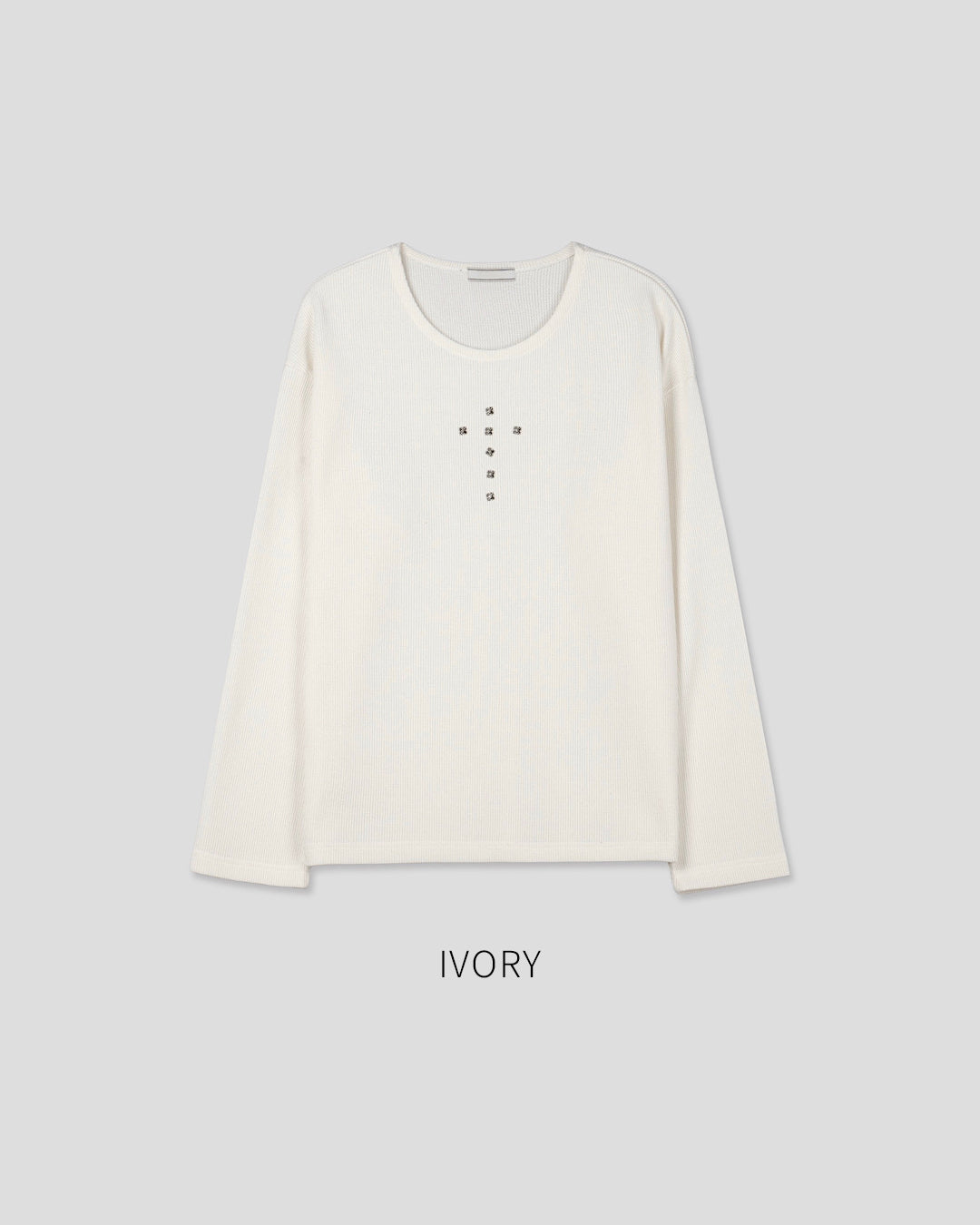 (UNISEX) Rivet Ribbed Long Sleeve