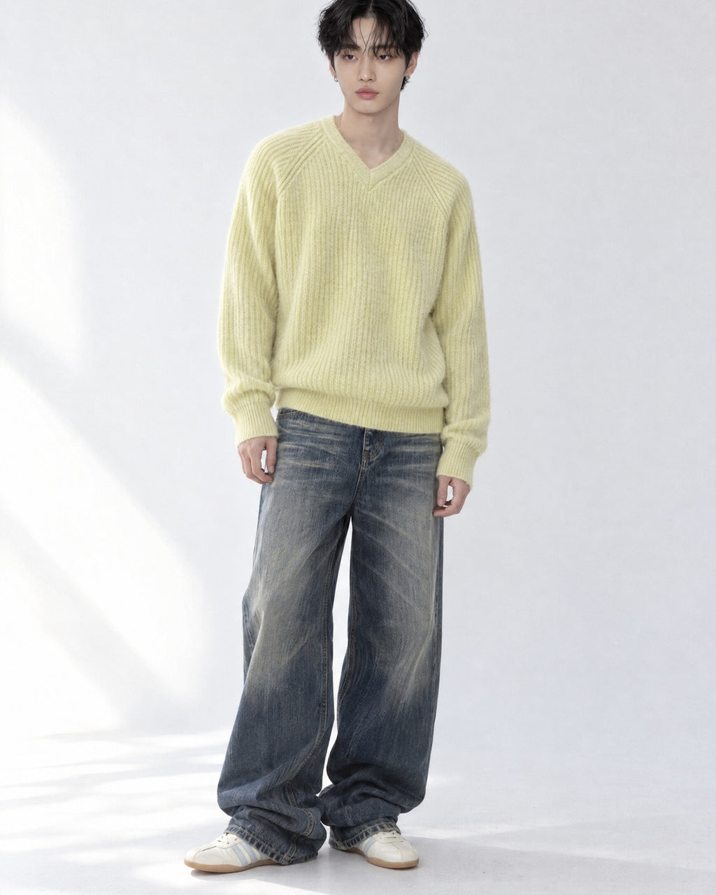 (UNISEX) Clay V-Neck Mohair Knit
