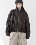 (UNISEX) Rush Crop Leather Jacket