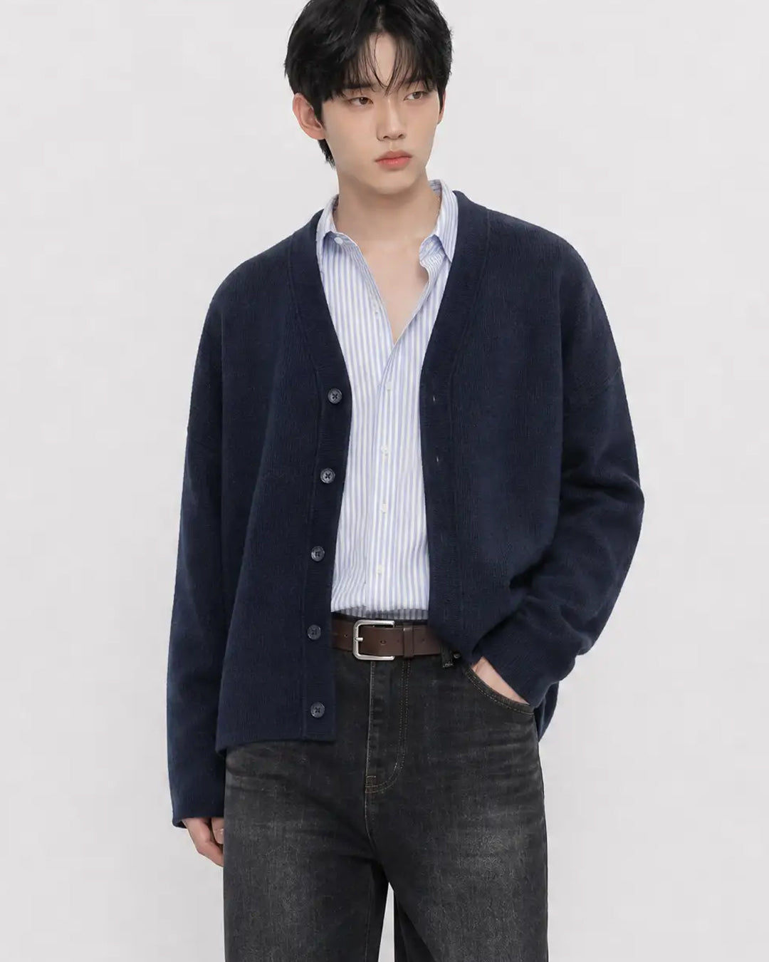 (UNISEX) Knitted V-Neck Cardigan