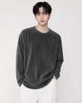 (UNISEX) Velour Ribbed Round Long Sleeve