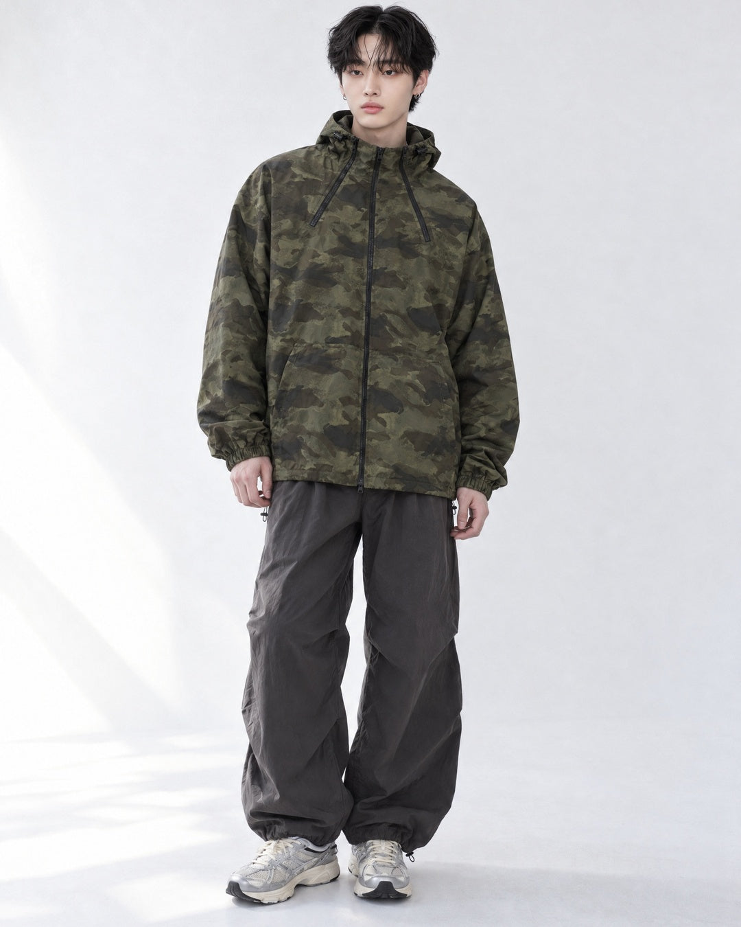 (UNISEX) Camo 3way Zip Hooded Jacket