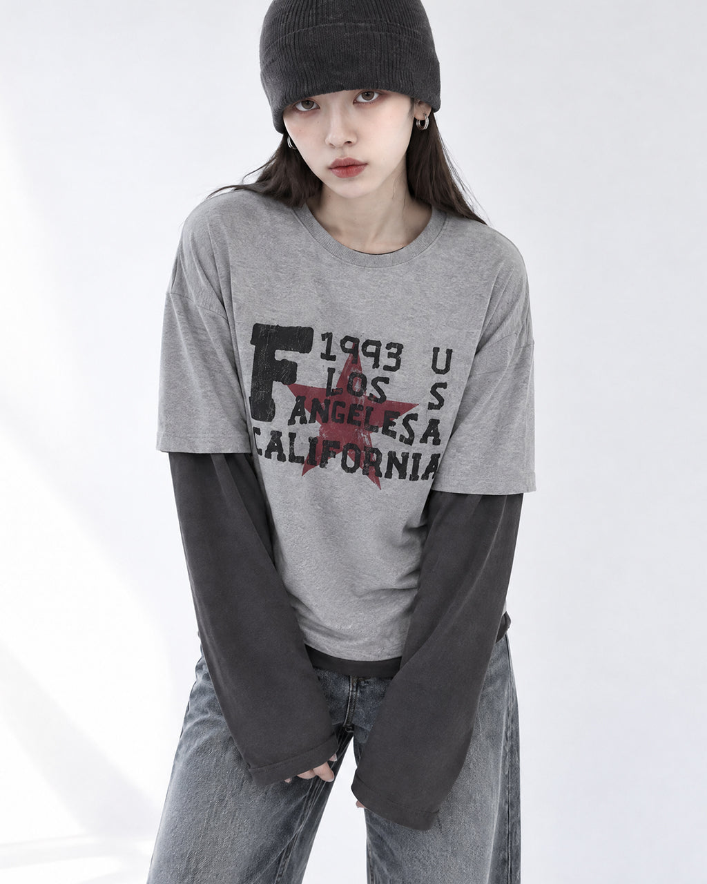 (UNISEX) Retro Star Layered Long Sleeve
