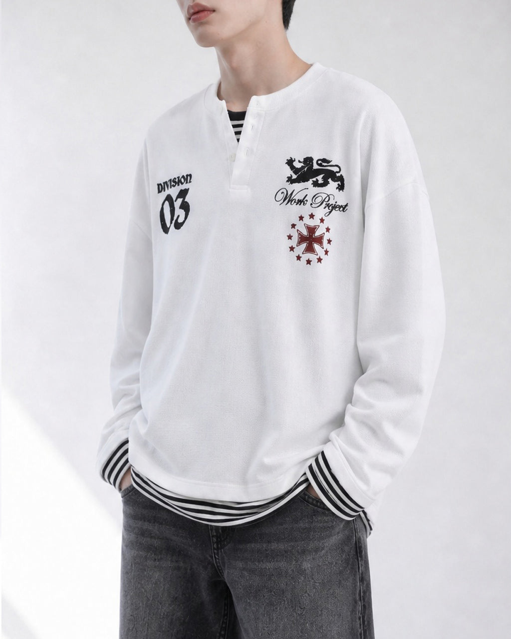 (UNISEX) Project Waffle Henley Long Sleeve
