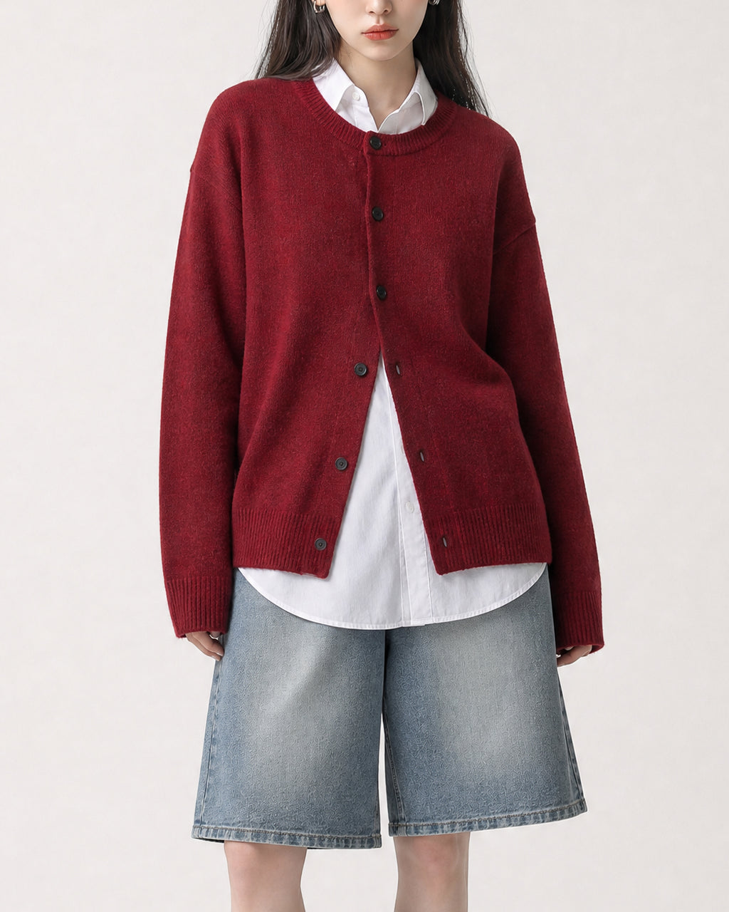(UNISEX) Wool-Blend Knit Cardigan