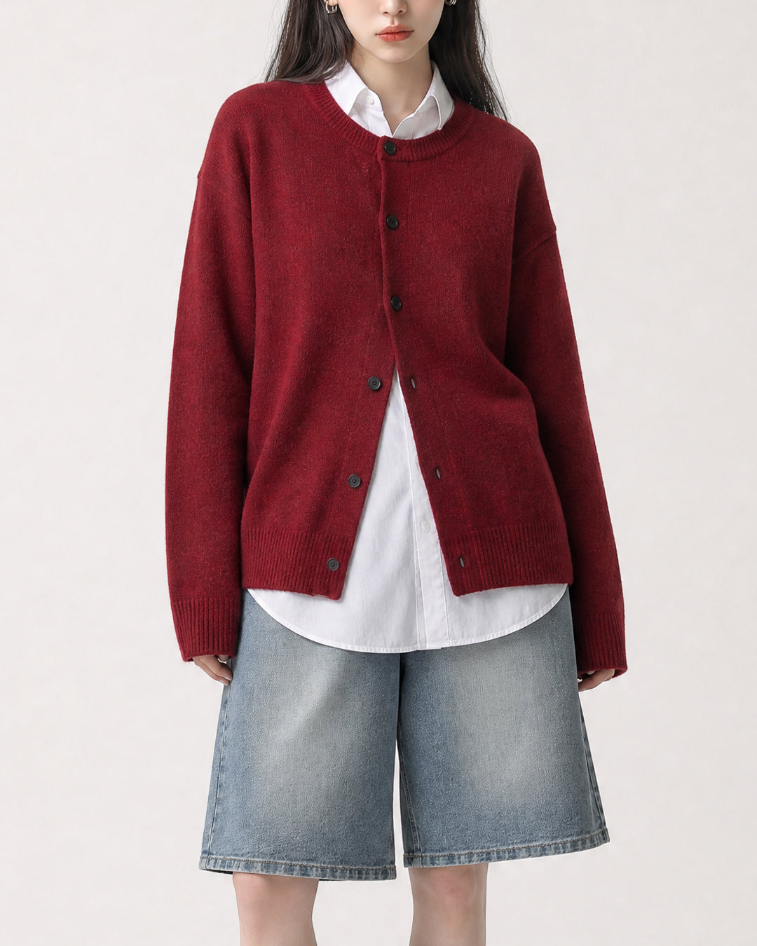 (UNISEX) Wool-Blend Knit Cardigan