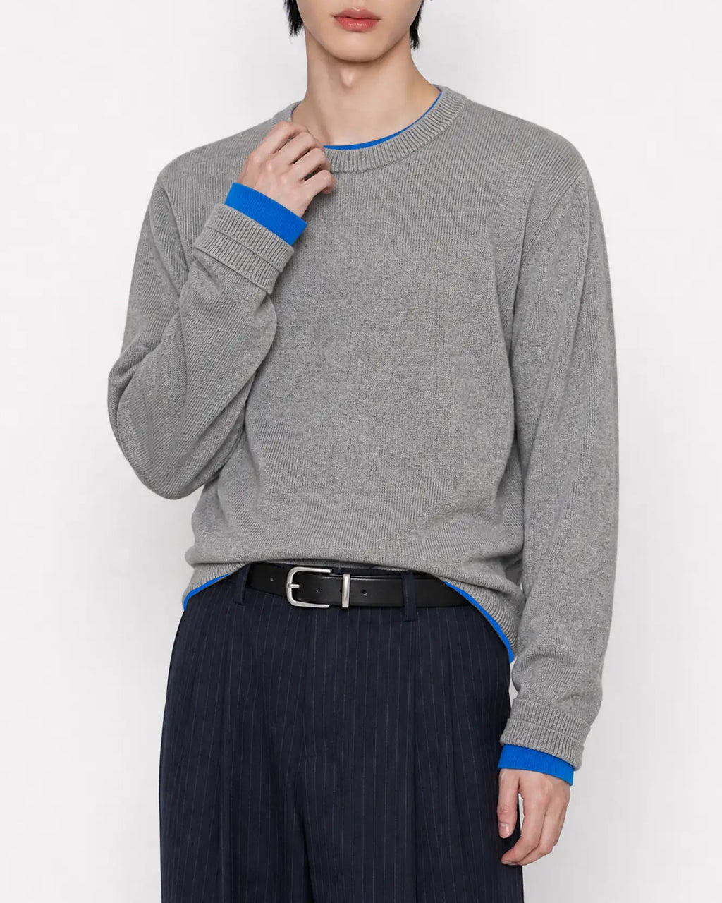 (UNISEX) Colorblock Round Knit