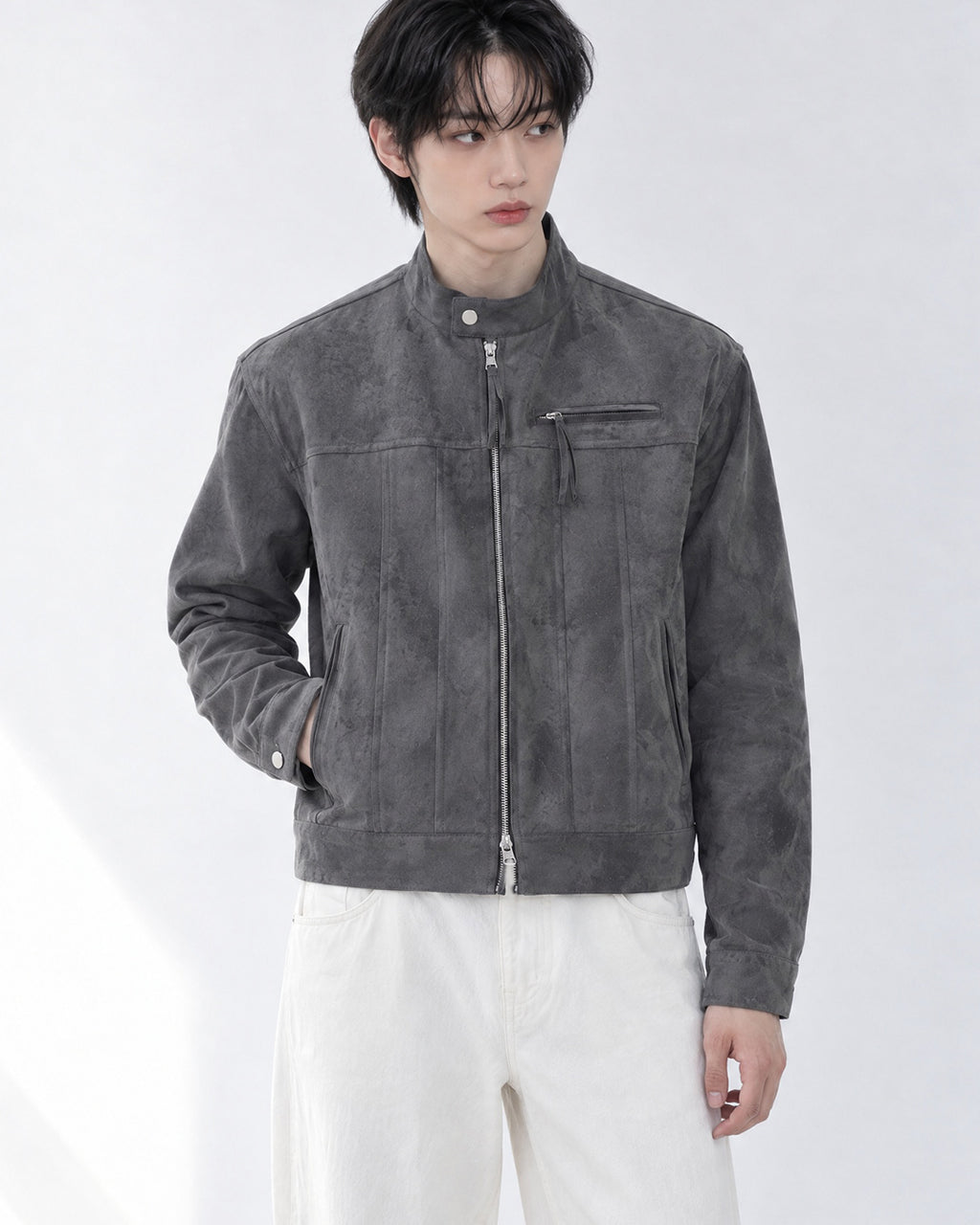 (UNISEX) Le Mans Biker Suede Crop Jacket