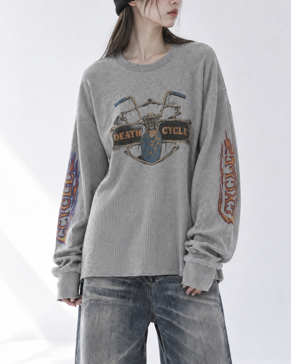 (UNISEX) Cycle Washed Waffle Long Sleeve