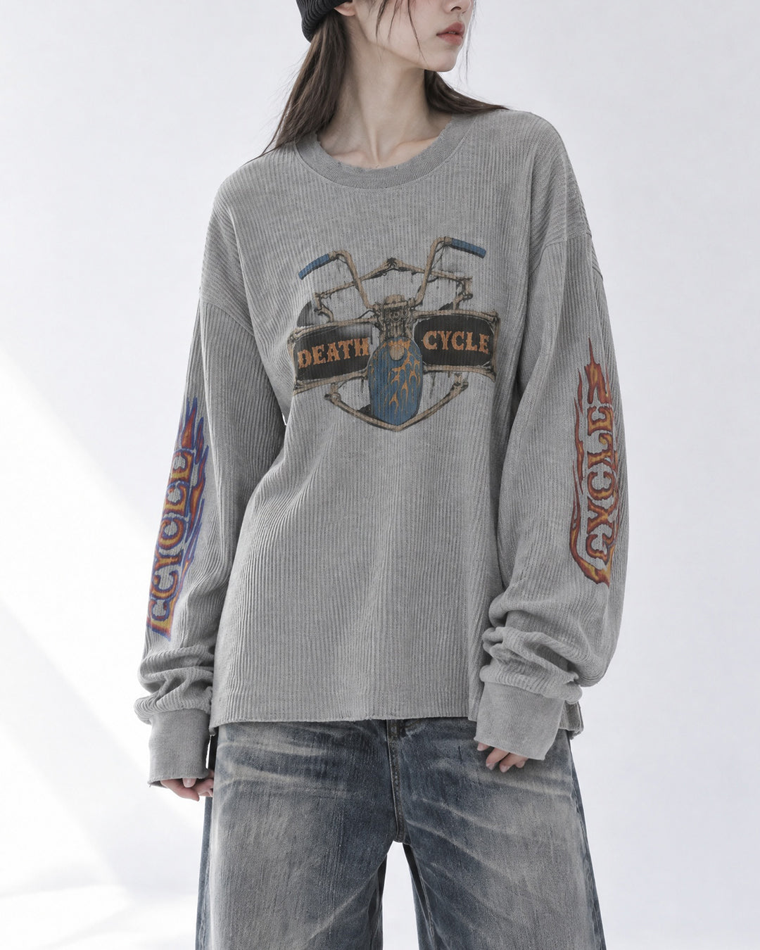 (UNISEX) Cycle Washed Waffle Long Sleeve