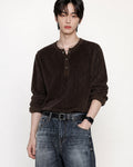 (M's) Velour Henley Neck Long Sleeve