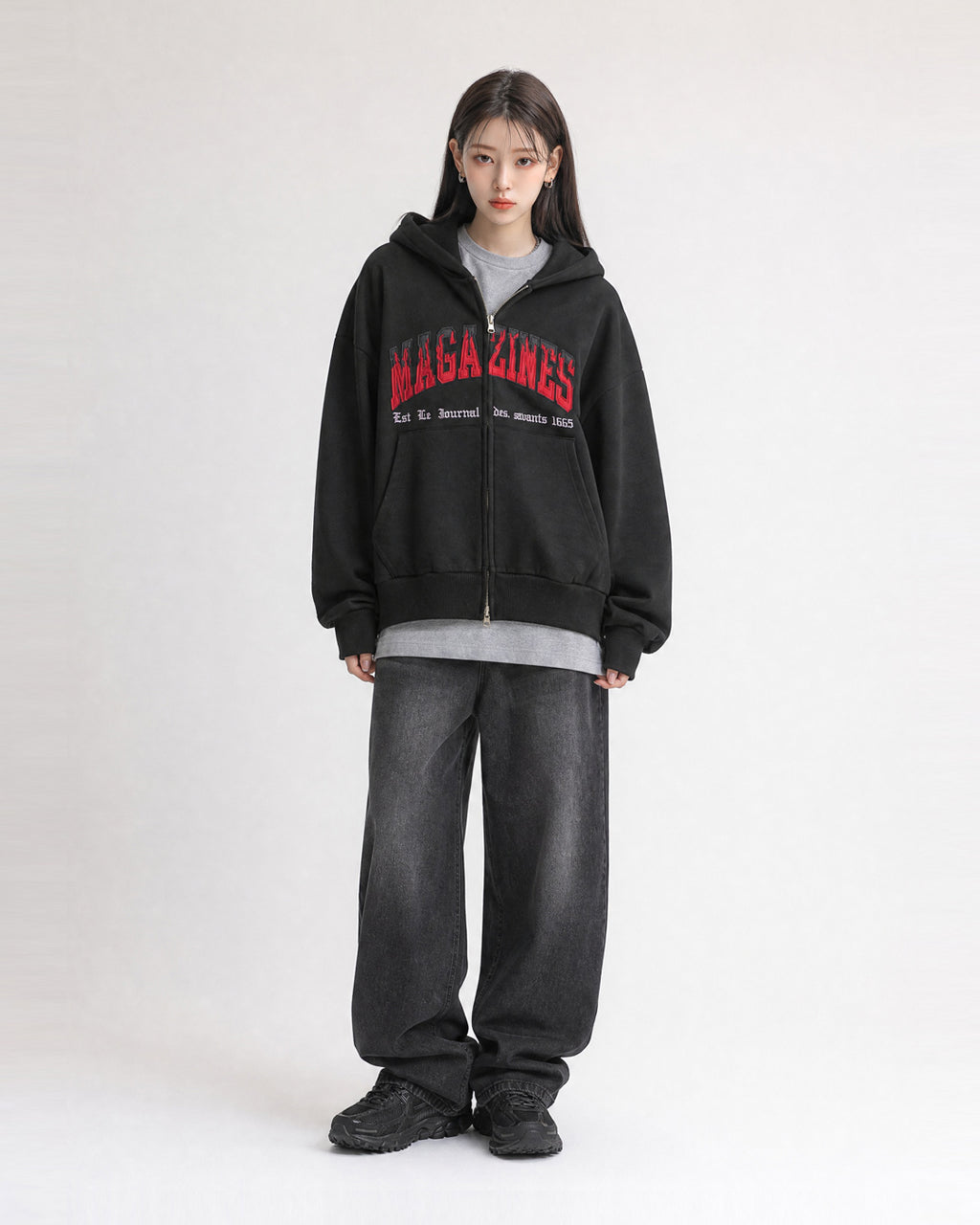 (UNISEX) Magazine Over Hood Zip-Up