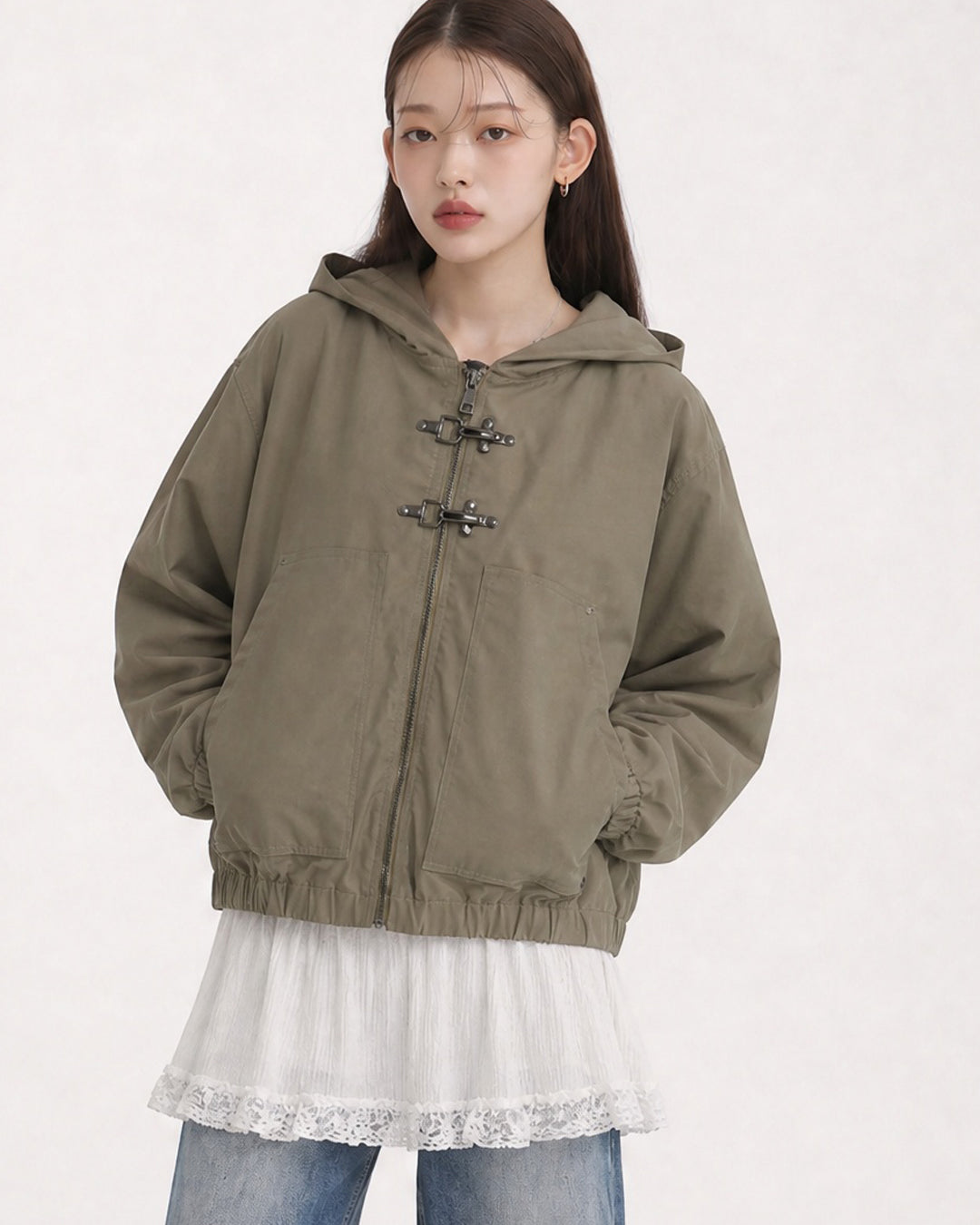 (UNISEX) Buckle Hood Jumper