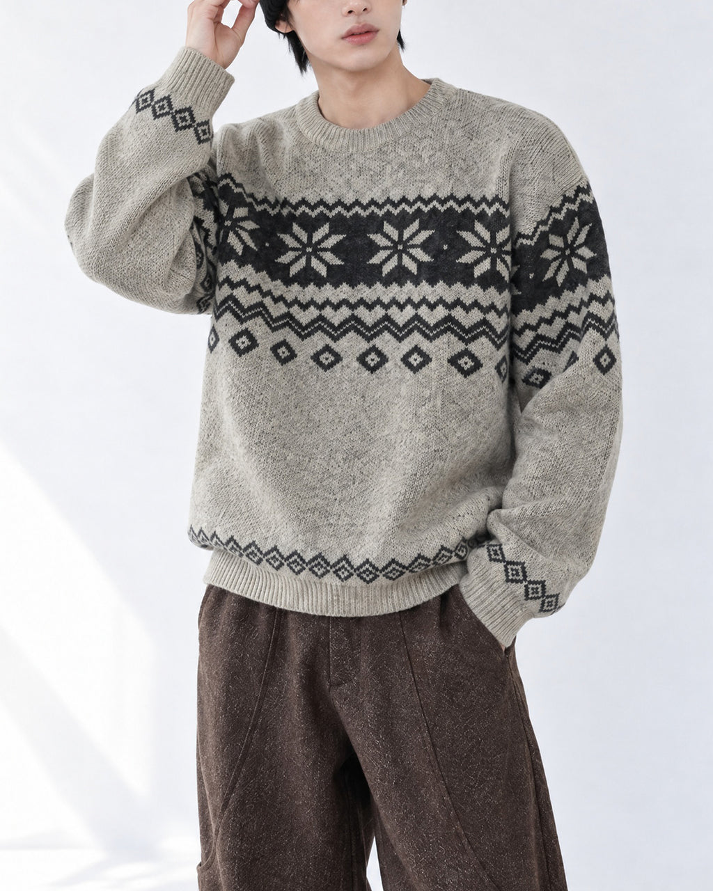 (UNISEX) Plain Nordic Knit