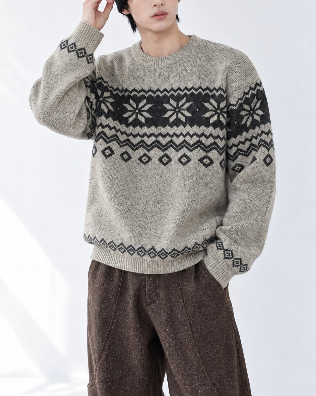 (UNISEX) Plain Nordic Knit