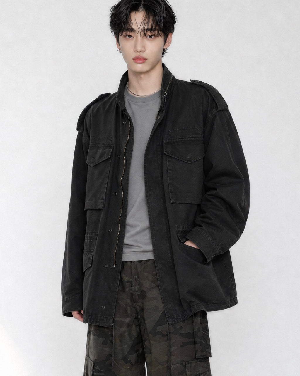 (UNISEX) M-65 Washed Field Jacket